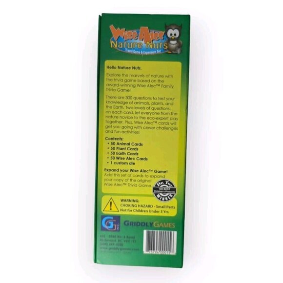 GRIDDLY KIDS Wise Alec Trivia Travel Game Nature Nuts Expansion Pack Learn Play - Picture 5 of 6